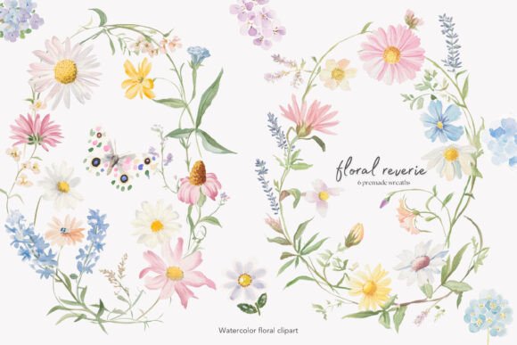 Download Floral Wreaths Watercolor Flowers - Flowers Collection