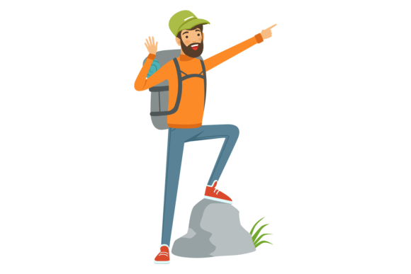 Download Hiking Tourist Pointing Direction. Outdo - Tourist Collection