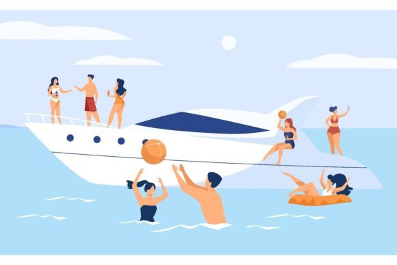 Download Vacation on Yacht Concept. Happy Tourist - Concept Collection