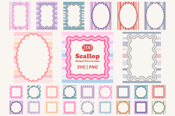 Download Scallop Wavy Frame Clipart Bundle - Scallop Collection