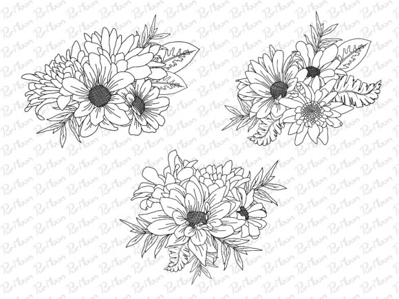 Download Flowers Line Art Arrangements - Flowers Collection