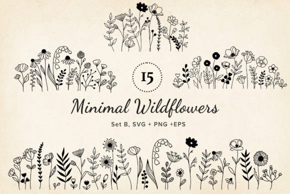 Download 15 Handdrawn Wildflower Arrangements SVG - Drawn Collection