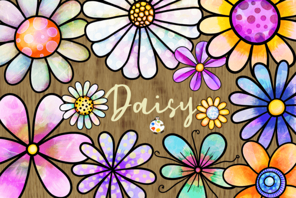 Download Daisy Flowers Watercolor Ink Doodle Art - Flowers Collection