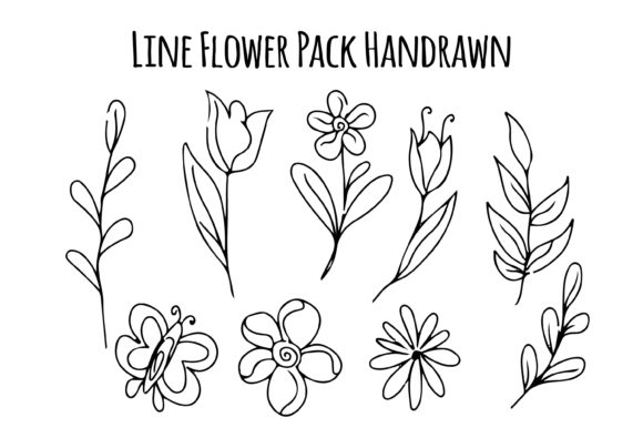 Download Line Flowers Set Hand Drawn Boho - Drawn Collection