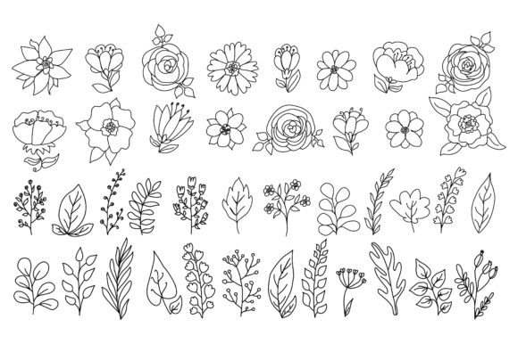 Download One Line Flowers Set - Flowers Collection