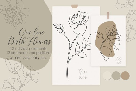 Download One Line Birth Flowers Drawing - Flowers Collection