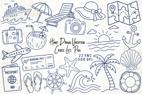 Download Hand Drawn Vacation Cruise Life PNG - Drawn Collection