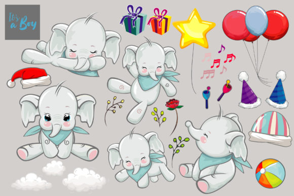 Download It's a Boy, Cute Blue Boy Elephant - Elephant Collection