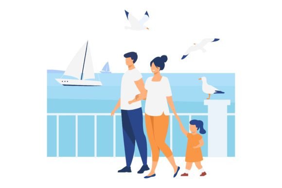 Download People Walking on Seaside Quay. Tourist - Tourist Collection