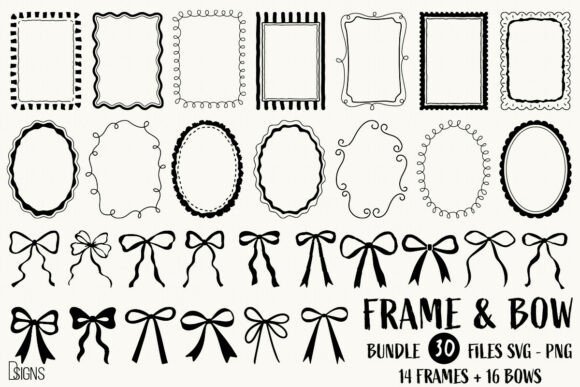 Download Hand-Drawn Frames &amp; Bows Bundle SVG PNG - Premium Resources