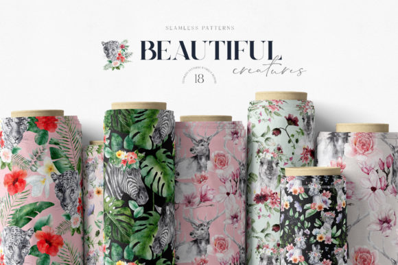Download Animals and Flowers Seamless Patterns - Flowers Collection