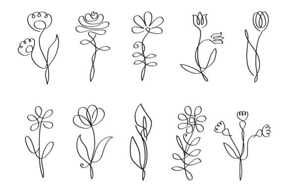Download One Line Flowers - Flowers Collection