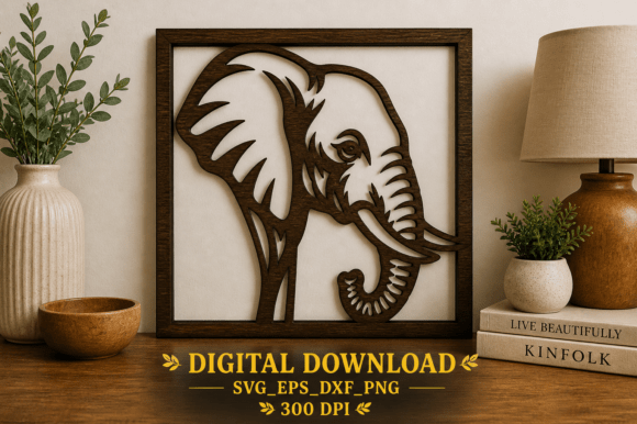 Download Elephant Head Wall Art SVG Laser Cut Fil - Elephant Collection