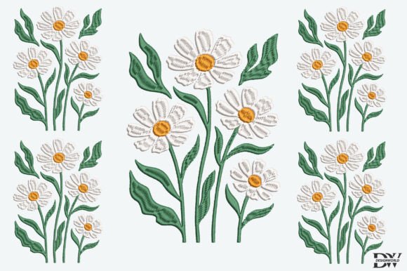 Download White Flowers Embroidery Design - Flowers Collection